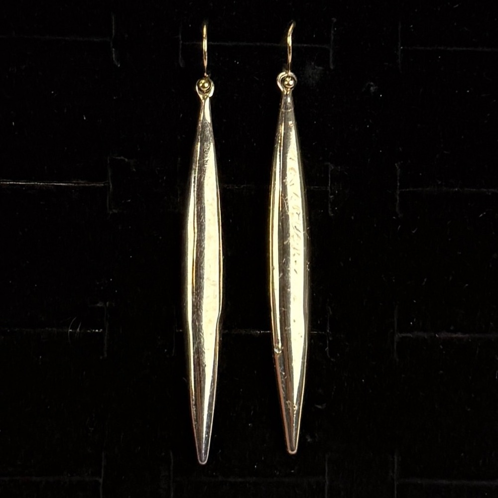 Goldtone, weighted, Vince Cumuto, long pierced earrings